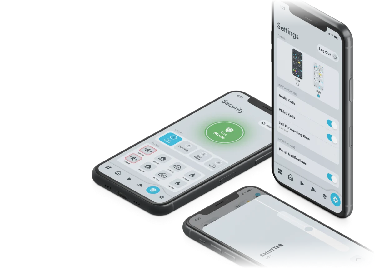 Arm modes and call and notification permissions in the SkyThings app, shown in its light theme