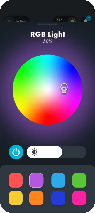 The Inspinia app RGB light screen